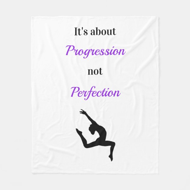 Gymnastik Framsteg inte Perfektion Motivationell Fleecefilt (Framsidan)