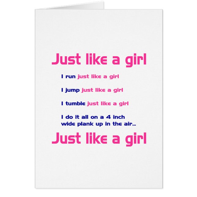 Gymnastik gillar en flicka hälsningskort (Framsidan)