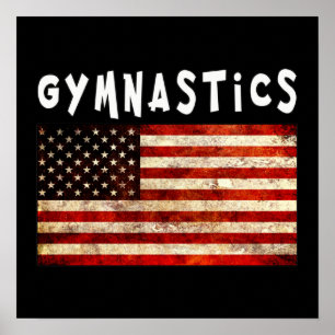 Gymnastik Grunge Amerikansk USA Flagga Poster