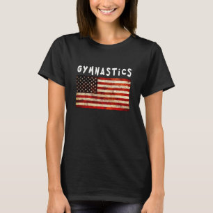 Gymnastik Grunge Amerikansk USA Flagga T Shirt