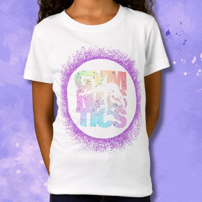 Gymnastik Konfetti Brev med Lila Glitter T Shirt (Skapare uppladdad)