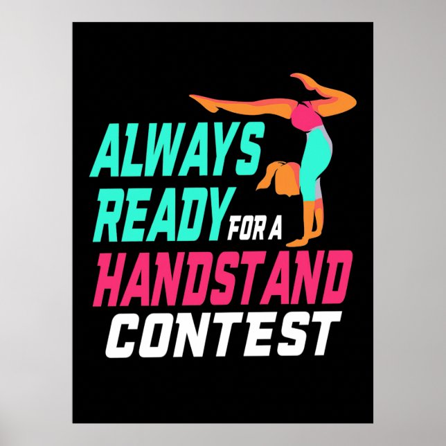 Gymnastik redo för en handstående tävling poster (Framsidan)