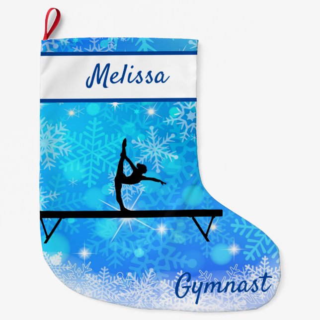 Gymnastik Snöflinga Julstrumpa på Bom (Framsidan)