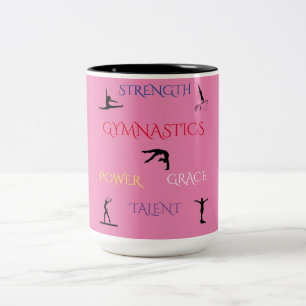 GYMNASTIK TVÅ TON MUGG I ROSA/SVART.