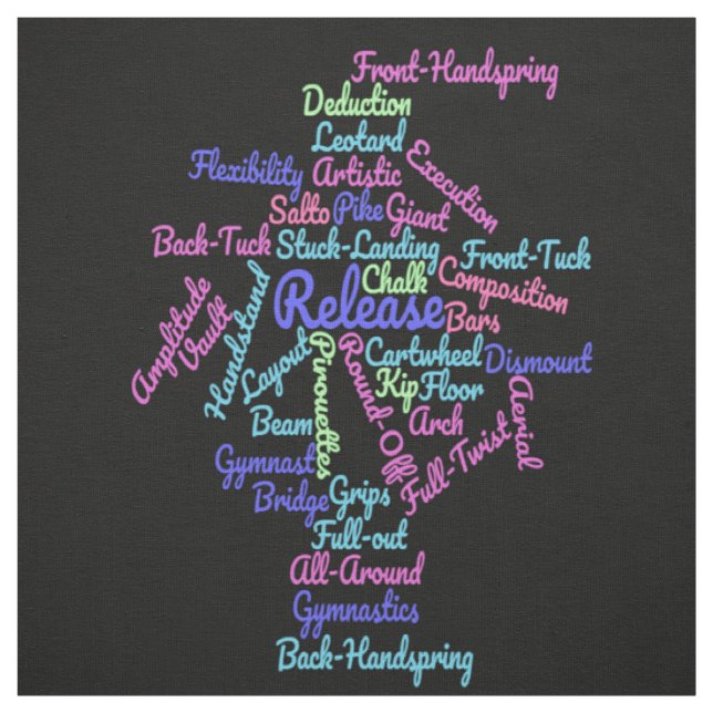 Gymnastik Word Cloud Tyg (Provkarta)