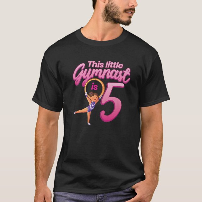 Gymnastika 5:e födelsedagstidningen Gymnast Girl T Shirt (Framsida)