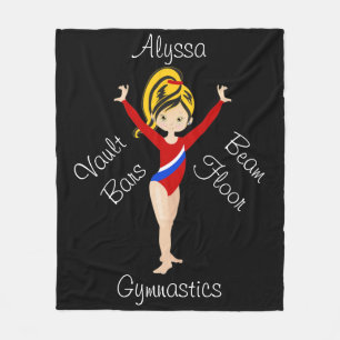 Gymnastika Black/Blonde, Hazel Öga, Red Leotard Fleecefilt