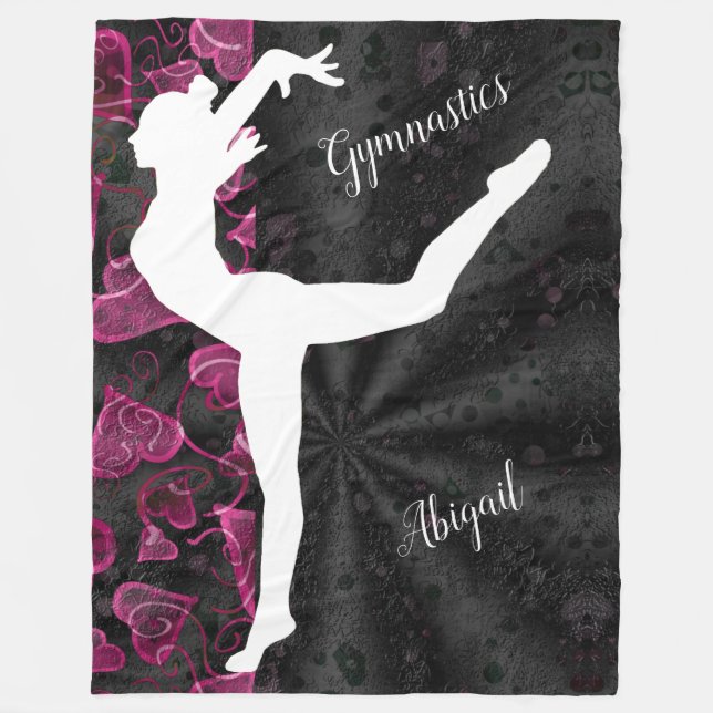 Gymnastika Black, White and Rosa Fleecefilt (Framsidan)