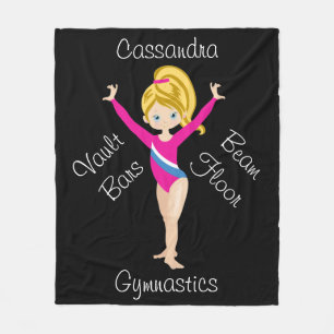 Gymnastika Blonde, Blue Öga, Rosa Leotard Fleecefilt