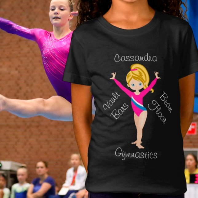 Gymnastika Blonde, Blue Öga, Rosa Leotard T Shirt (Skapare uppladdad)