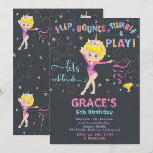 Gymnastika Födelsedagsfest Kort Blonde Hair Girl