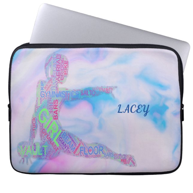 Gymnastika LAPTOP SLEEVE med personlig namn. (Framsidan)