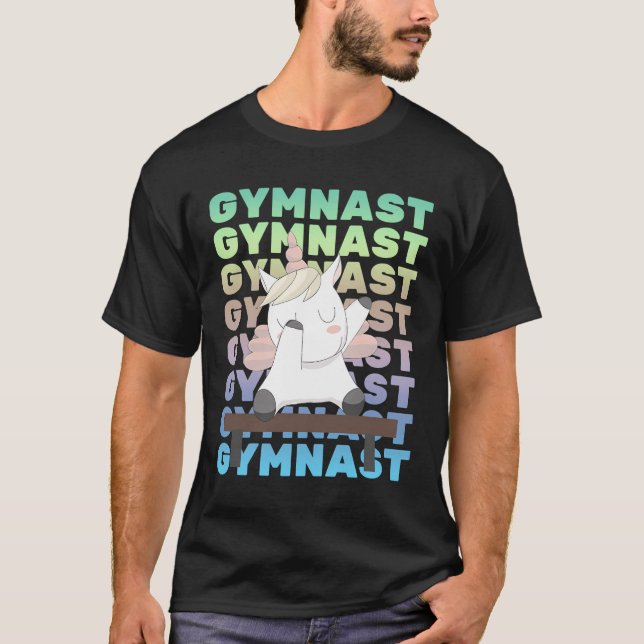 Gymnastika och Unicorn Gymnast Sports Series T Shirt (Framsida)