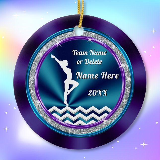 Gymnastika Ornament Söt Lila, Teal and White (Gift ideas gymnastics girl. Cheap gymnastics gifts. Gymnastics Christmas Gifts. Young gymnasts.)