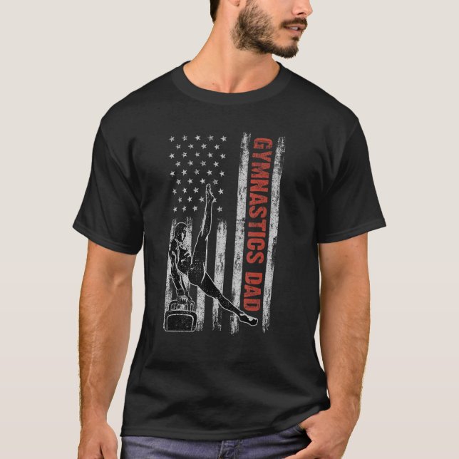 Gymnastika Pappa American Flagga Fars dag 4:e J T Shirt (Framsida)