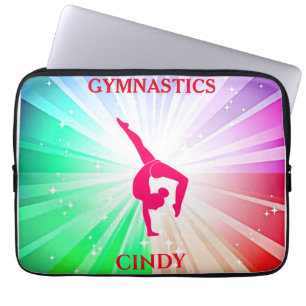 Gymnastika Rainbow Burst with Girl Handstand Pose Laptop Fodral