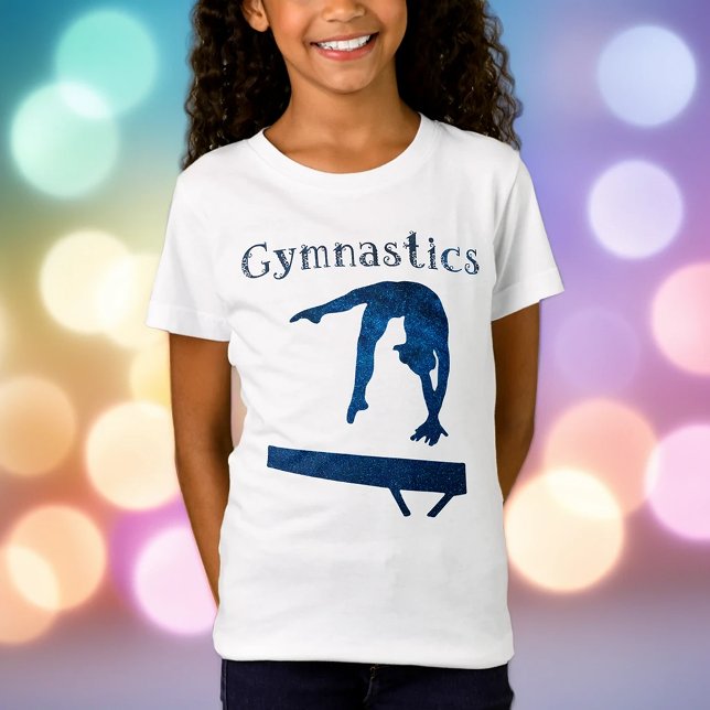 Gymnastika-Royal Blå balansstrålevinjettypsnitt T Shirt (Skapare uppladdad)