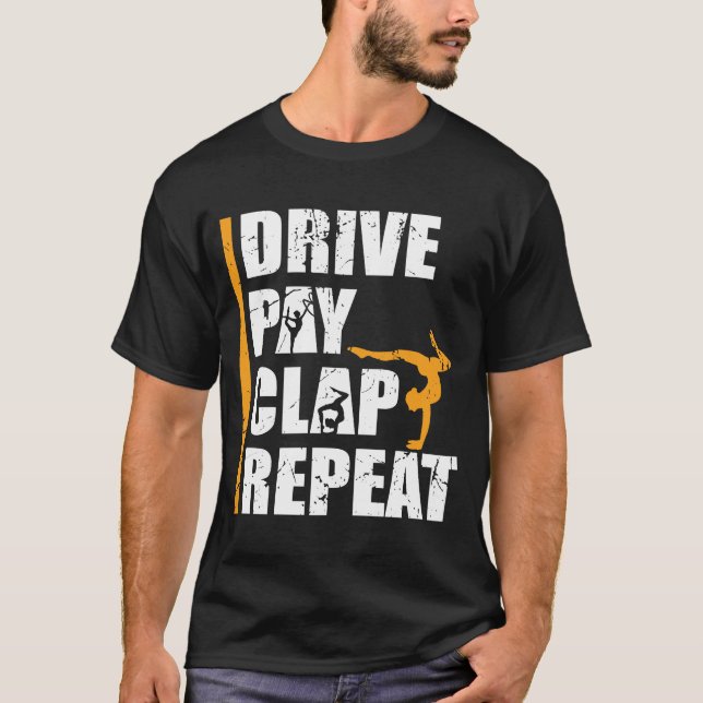 Gymnastikdotter Far Betalar Drive Clap Pappa T Shirt (Framsida)