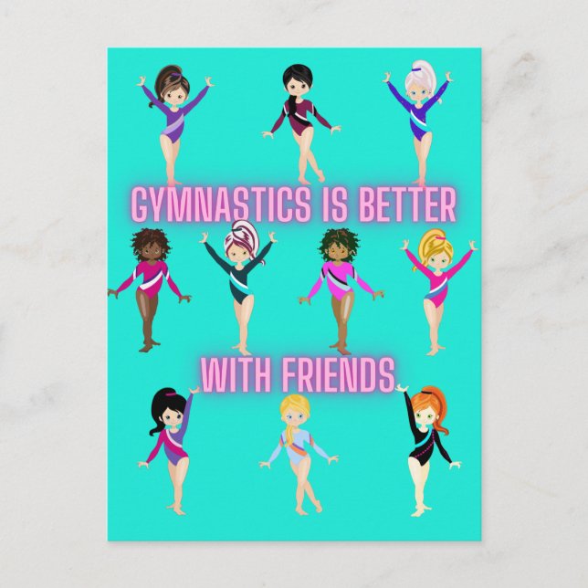 Gymnastiken är bättre för vänner vykort (Framsida)