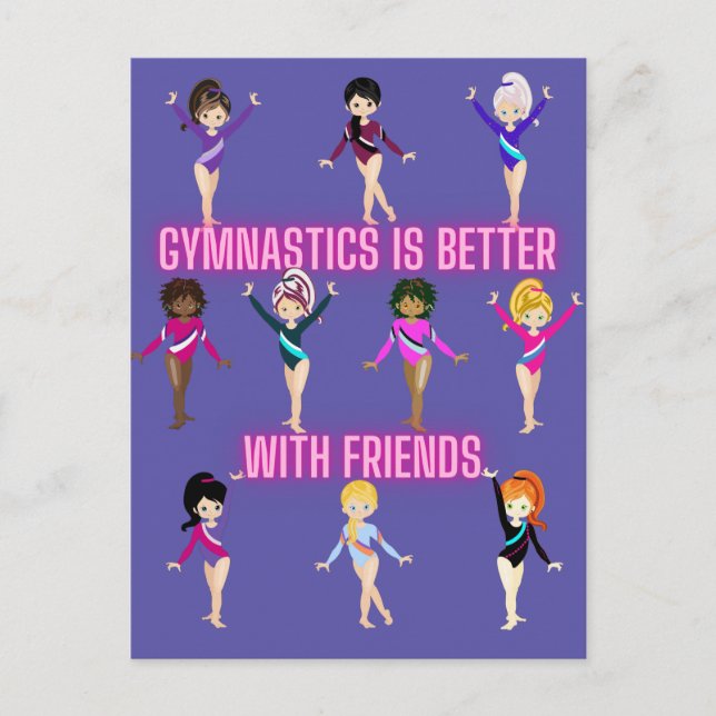 Gymnastiken är bättre för vänner vykort (Framsida)