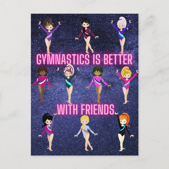 Gymnastiken är bättre för vänner vykort (Framsida)