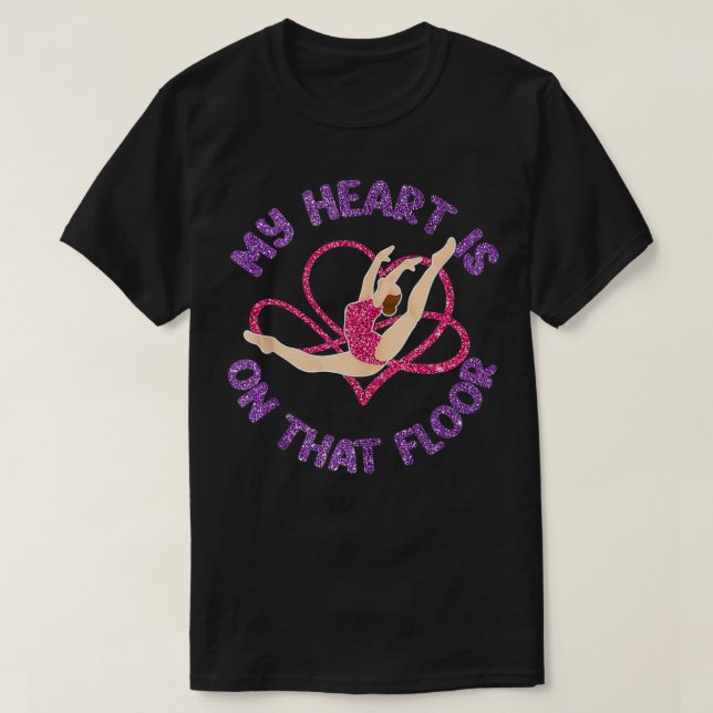 Gymnastiken Mamma är mitt hjärta på Golv T Shirt (Design framsida)