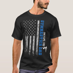 Gymnastiken Pappa USA flagga Far är dagen då hon v T Shirt