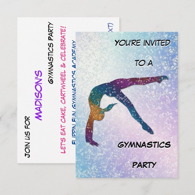 Gymnastikfest Glans Invitation Inbjudningar (Fram/baksida)