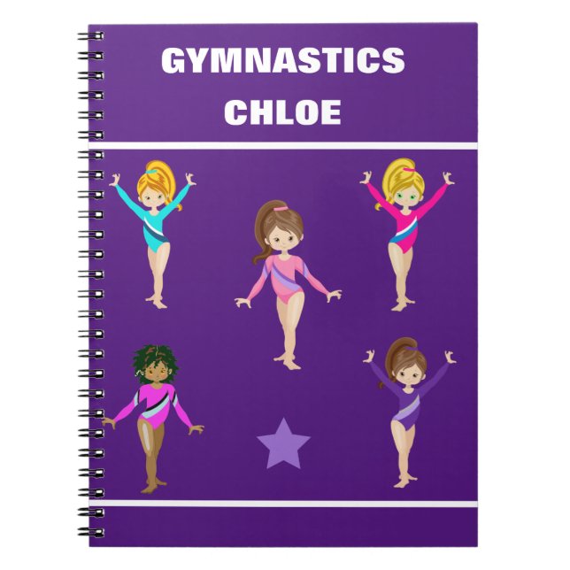 GYMNASTIKFILTA MED 5 GYMNASTER PERSONANPASSAD ANTECKNINGSBOK (Framsidan)