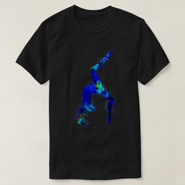 Gymnastikflicka akrobatisk sportkonst - färgat vat t shirt (Design framsida)