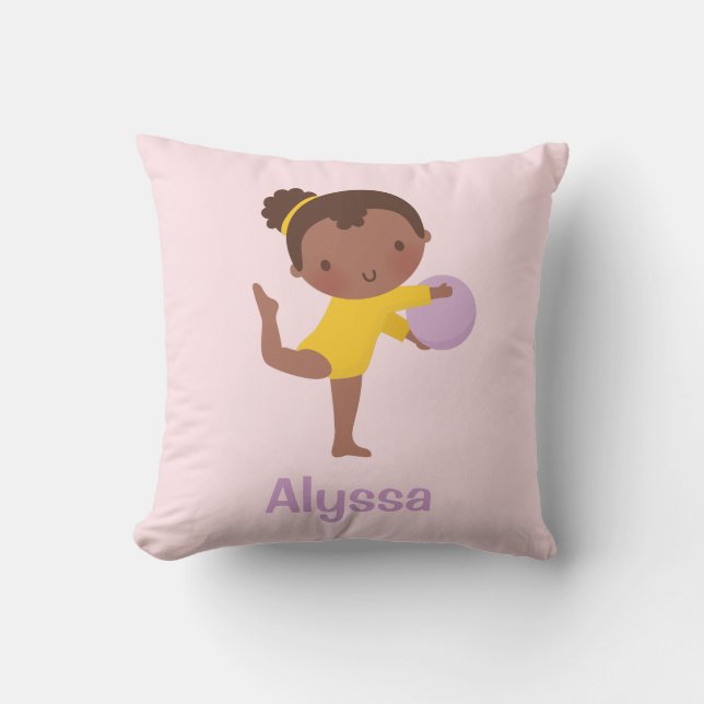 Gymnastikflicka och boll Gymnastik Rum Dekorations Kudde (Framsida)