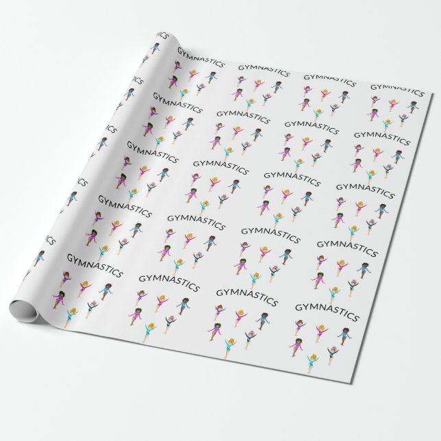 Gymnastikflickan är papper med 6 gymnast! presentpapper (Utrullad)