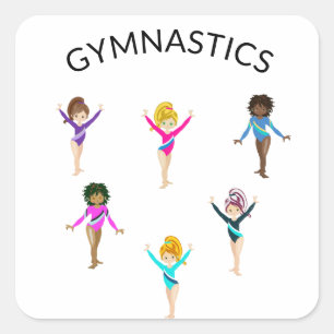 Gymnastikflickans klistermärken med 6 gymnast!