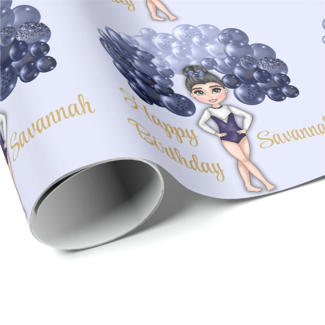 GymnastikFödelsedagsfest med Blue Balloon Arch Presentpapper (Rullad Hörn)