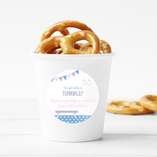 GymnastikFödelsedagsfest Runt Klistermärke (Skapare uppladdad)