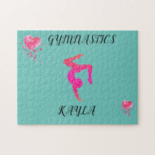 Gymnastikgymnast & hearts personlig puzzle. j. pussel