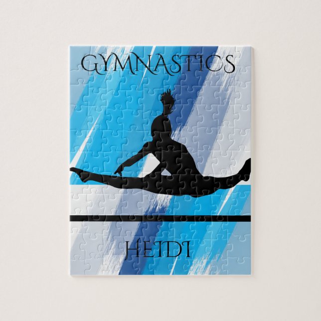 Gymnastikgymnastikmunstycket. Personlig namn. Pussel (Vertikal)