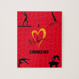 Gymnastikhändelser Fire Red Puzzle med Namn Pussel