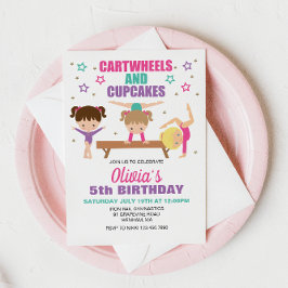 Gymnastikhjul och Muffinsar födelsedag Inbjudningar