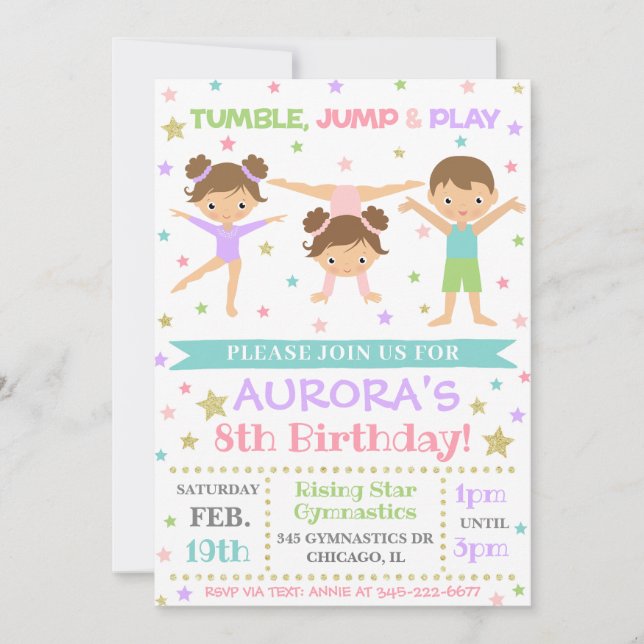 Gymnastikinbjudan | Gymnastics Birthday Inbjudan (Framsida)