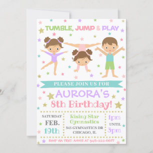 Gymnastikinbjudan   Gymnastics Birthday Inbjudan