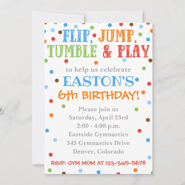 Gymnastikinbjudan | Gymnastics Birthday Inbjudan (Framsida)
