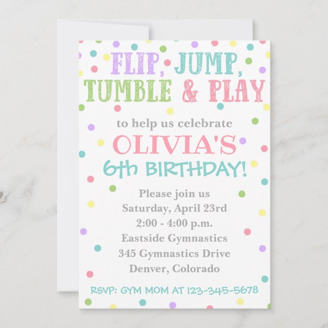 Gymnastikinbjudan | Gymnastics Birthday Inbjudan (Framsida)