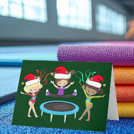 Gymnastikjulflickor i Santa Hats Cute Helgkort