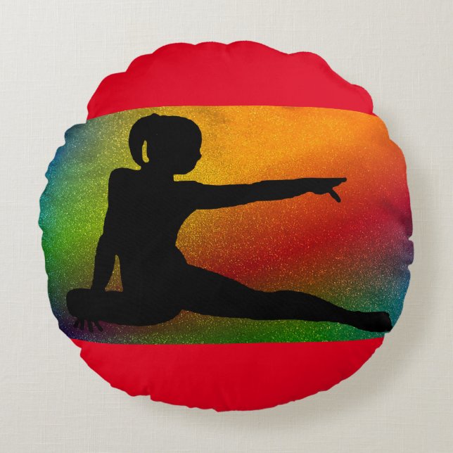 Gymnastikkkuddar i rött. rund kudde (Framsidan)