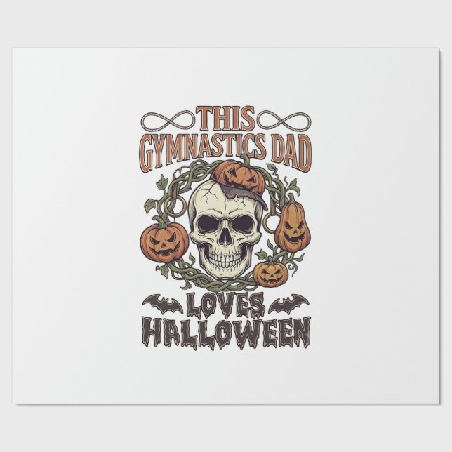 Gymnastikpappa älskar Halloween skelettpumpa fladd Presentpapper (Platt)