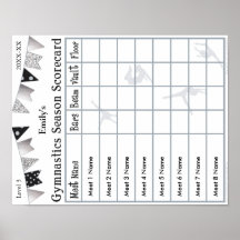 Gymnastiksäsongsstyrkort Poster 8 SilverGlitter