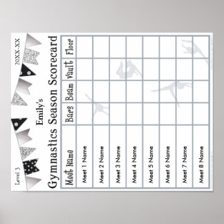 Gymnastiksäsongsstyrkort Poster 8 SilverGlitter
