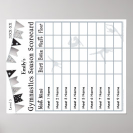 Gymnastiksäsongsstyrkort Poster 9 SilverGlitter