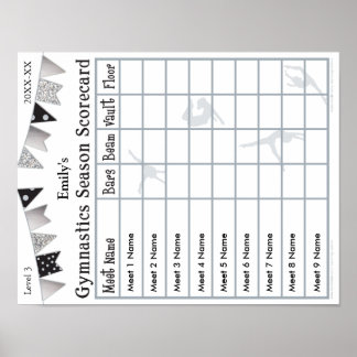 Gymnastiksäsongsstyrkort Poster 9 SilverGlitter